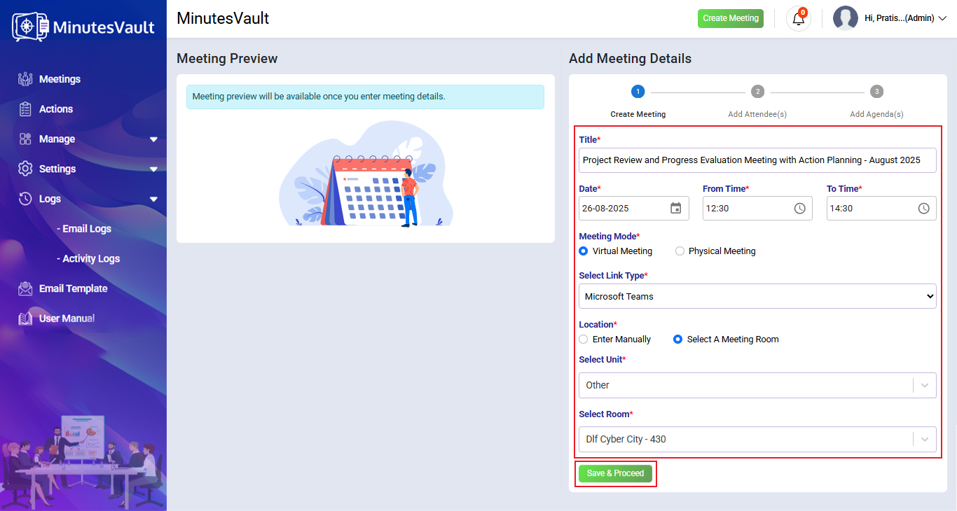 Add Meeting Details